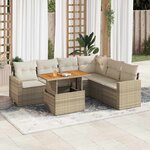 vidaXL Salon de jardin avec coussins 7 Pièces beige résine tressée