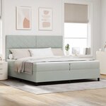 vidaXL Lit à ressort LED avec matelas Gris clair 200 x 200 cm tissu