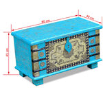 vidaXL Coffre de rangement Bois de manguier bleu 80 x 40 x 45 cm