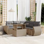 vidaXL Salon de jardin avec coussins 6 Pièces beige résine tressée