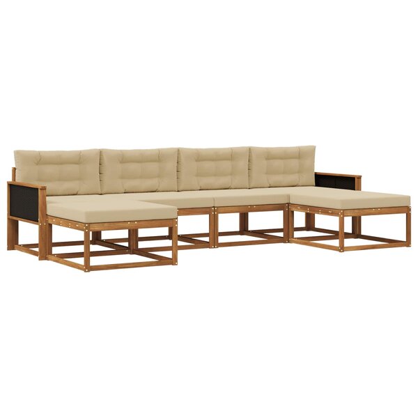 vidaXL Ensemble de canapés d'extérieur 6 pc Naturel et Beige