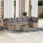vidaXL Salon de jardin avec coussins 8 Pièces beige résine tressée
