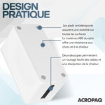 ACROPAQ Boîte Cache Câble S (23 x 12 x 11 cm)- Cache Multiprise  Boîte Rangement Câble- Boîte Multiprise- Polystyrène- Blanc