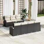 vidaXL Ensemble de 8 canapés de jardin avec coussins noirs en poly rotin