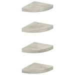 vidaXL Étagères d'angle murales 4 Pièces Gris béton 25x25x3 8 cm MDF