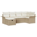 vidaXL Ensemble de Canapé de Jardin de 6 Pièces avec Coussins Beige Poly Rotin