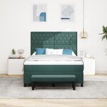vidaXL Lit à Sommier avec Matelas & Banc Vert Foncé 140x190 cm Velours