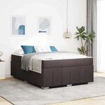 vidaXL Cadre de lit avec matelas Marron foncé 140 x 200 cm tissu