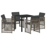 Ensemble de Salle à Manger de Jardin à 5 Pièces avec Coussins Gris Poly Rattan