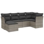 vidaXL Salon de jardin 6 Pièces avec coussins gris résine tressée