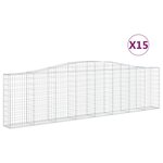 vidaXL Paniers à gabions arqués 15 Pièces 400x30x100/120 cm Fer galvanisé