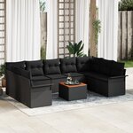 vidaXL Ensemble de 10 pièces de sofa de jardin avec coussins Noir Poly Rotin Acacia