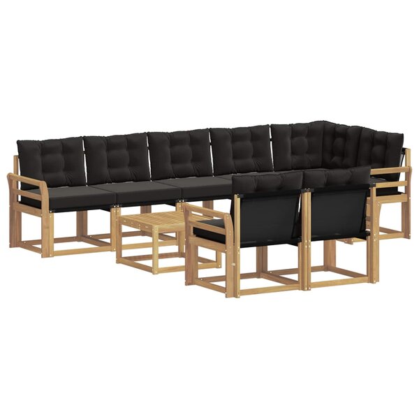 vidaXL Ensemble de canapés d'extérieur 9 pc Blanc et noir