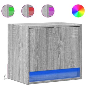 vidaXL Tables de chevet murales avec lumières LED 2 Pièces sonoma gris