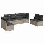 vidaXL Salon de jardin 8 Pièces avec coussins gris clair résine tressée
