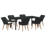 vidaXL Ensemble de 7 pièces jardin en poly rotin noir