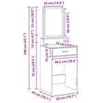 vidaXL Coiffeuse Chêne Sonoma 50 x 41 x 140 cm Bois d'ingénierie