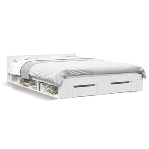 vidaXL Cadre de lit avec tiroirs sans matelas blanc 150x200 cm