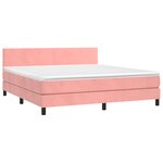 vidaXL Sommier à lattes de lit avec matelas LED Rose 160x200cm Velours