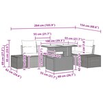vidaXL Ensemble de 6 Canapés de Jardin avec Coussins Gris en Rotin Poly