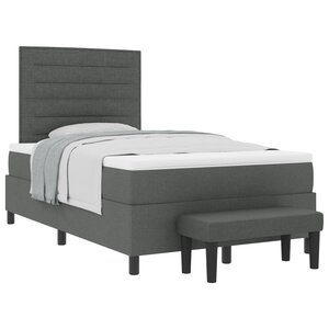 vidaXL Lit Box Spring avec matelas & banc gris foncé 120x190 cm tissu