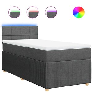 vidaXL Sommier à lattes de lit et matelas Gris foncé 90x190 cm Tissu