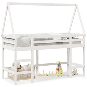 vidaXL Lit superposé avec échelle et toit sans matelas blanc 80x200 cm
