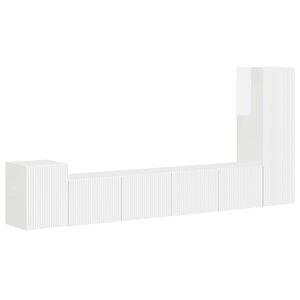 vidaXL Ensemble meuble TV 3 Pièces Blanc brillant Bois d'ingénierie