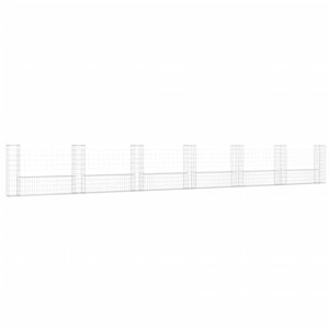 vidaXL Panier de gabion en forme de U avec 7 poteaux Fer 740x20x100 cm