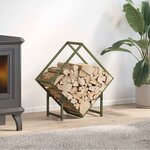 vidaXL Portant de bois chauffage vert olive 60x25x60 cm