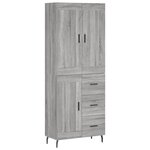 vidaXL Buffet haut Sonoma gris 69 5x34x180 cm Bois d'ingénierie