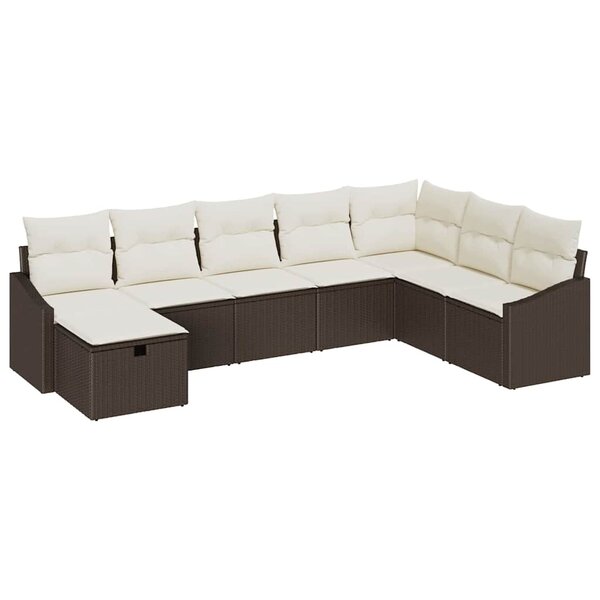 vidaXL Ensemble de canapé de jardin 8 Pièces Marron 55 x 62 x 69 cm