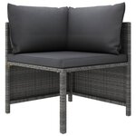 vidaXL Salon de jardin 4 Pièces avec coussins Résine tressée Gris