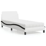 vidaXL Lit avec matelas Dover blanc et noir 90x200 cm similicuir