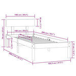 vidaXL Cadre de lit bois de pin massif 100x200 cm