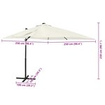 vidaXL Parasol de jardin en porte-à-faux et mât et lumières LED sable