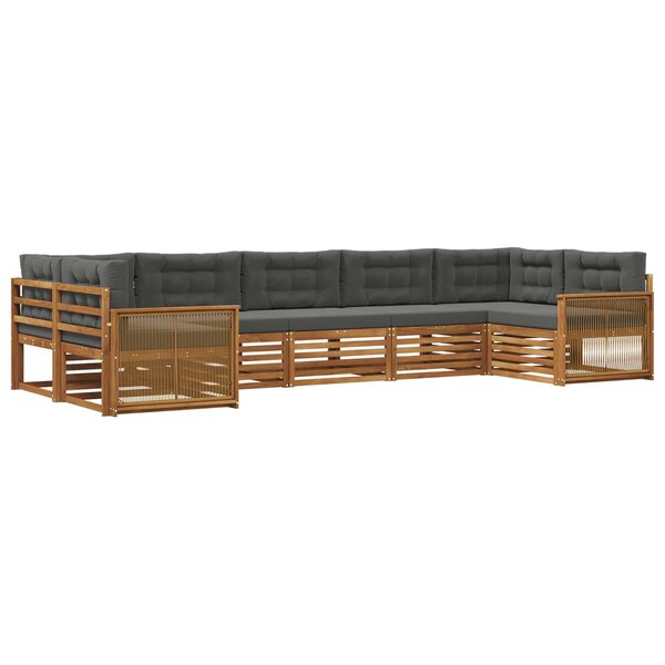 vidaXL Ensemble de canapés d'extérieur 7 pc Naturel et Anthracite