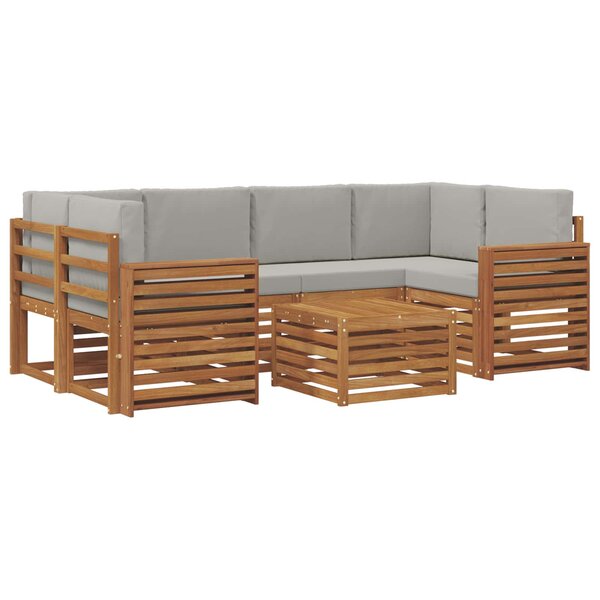 vidaXL Ensemble de canapés d'extérieur 7 pc Gris Naturel et Clair