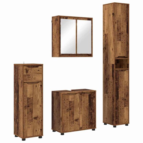 vidaXL Ensemble de mobilier de salle de bain 4 Pièces Bois Ancien