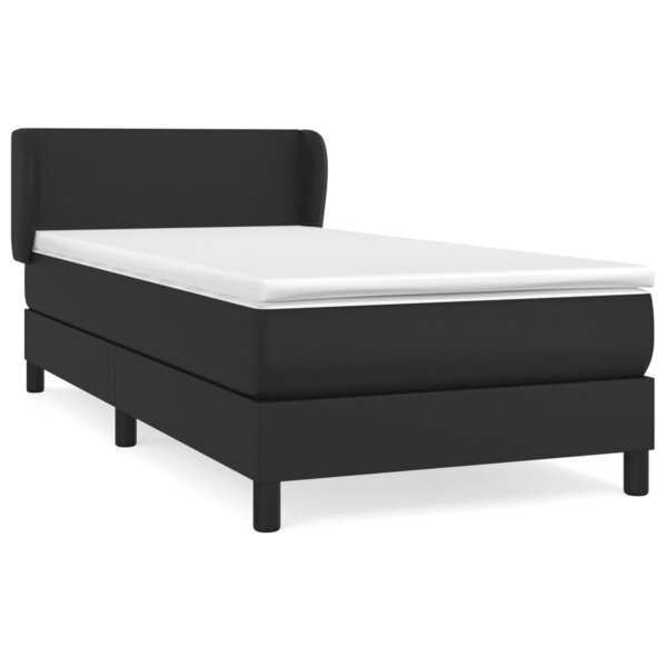 vidaXL Sommier à lattes de lit avec matelas Noir 90x200 cm Similicuir