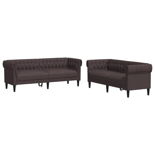 vidaXL Ensemble de canapés 2 Pièces marron foncé tissu