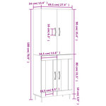 vidaXL Buffet haut Blanc 69 5x34x180 cm Bois d'ingénierie