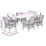 vidaXL Ensemble à manger de jardin et coussins 7 Pièces gris clair rotin