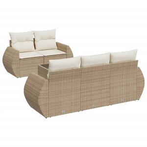 vidaXL Salon de jardin avec coussins 6 Pièces beige résine tressée