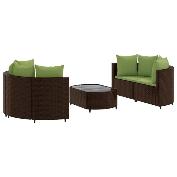 vidaXL Salon de jardin avec coussins 5 Pièces marron résine tressée