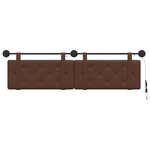 vidaXL Tête de lit suspendue Avec lumière LED Marron Simili cuir