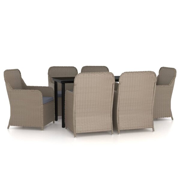 vidaXL Ensemble à manger de jardin et coussins 7 Pièces Marron