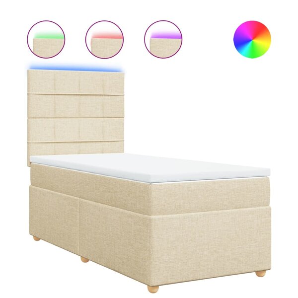 vidaXL Sommier à lattes de lit avec matelas Crème 100x200 cm Tissu