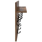 vidaXL Porte-manteau mural avec étagère Chêne fumé 60 x 40 x 12 cm
