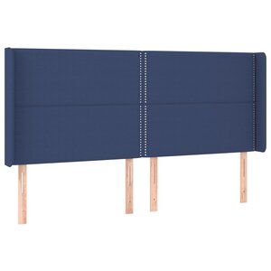 vidaXL Tête de lit avec oreilles Bleu 183x16x118/128 cm Tissu